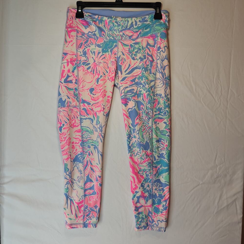 Lilly Pulitzer Luxletic Women M Bright Activewear Athletic Ankle Full Leggings